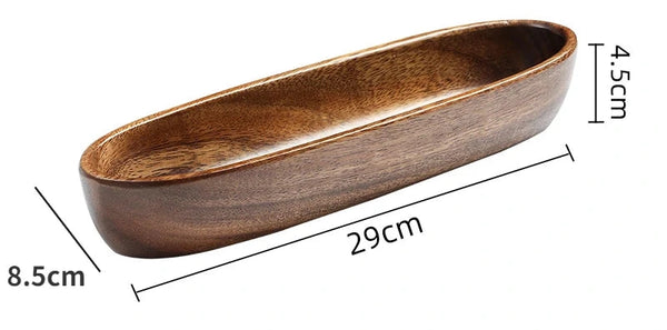 Akazienholz Tablett – Schale, Serviertablett für Snacks, Nüsse & Dessert