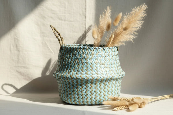 Boho Aufbewahrungskorb – Faltbar, Gestreift & Patchwork für Garten, Blumen, Wäsche & Dekor