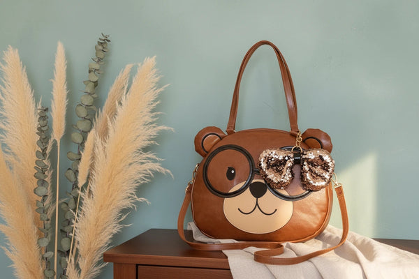 Hochwertige Damen Schultertasche mit Teddy-Motiv – Große Tote Handtasche modern & stilvoll