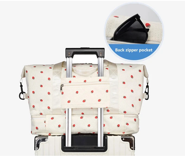 Cord-Reisetasche für Damen – Große Handgepäck- & Sporttasche mit Schuhfach