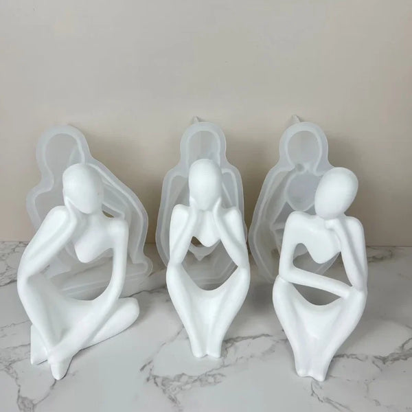 Silikonform – Abstrakte Denkerfiguren für Kerzen-, Beton- & Resin-Guss