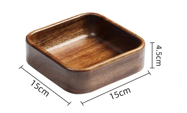 Akazienholz Tablett – Schale, Serviertablett für Snacks, Nüsse & Dessert