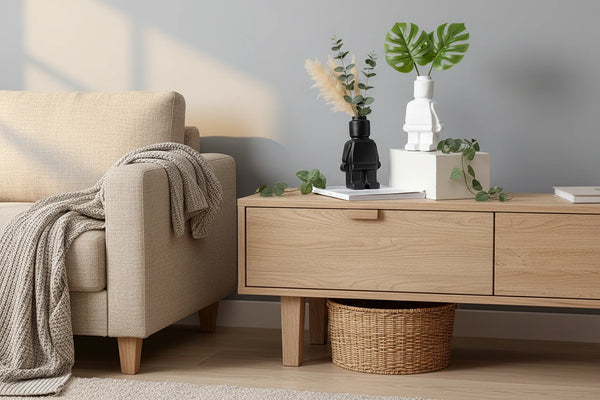 Keramik in Roboter-Optik – Moderne Dekofigur für Wohnzimmer & Büro