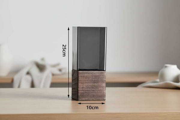 Nordische Acrylvase mit Holzsockel – Moderne Wohnzimmer Deko