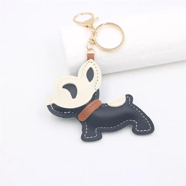 Französische Bulldogge Leder Schlüsselanhänger - kreativer Anhänger für Taschen, Schlüssel & Accessoires