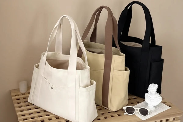 Große Canvas-Tragetasche – Vielseitige Umhängetasche für Arbeit, Studium & Pendeln