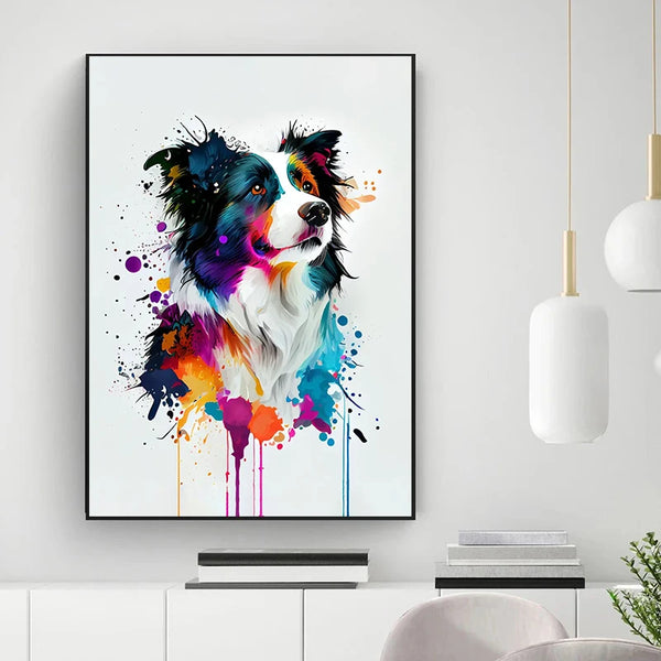 Graffiti Hund Leinwand Poster – Golden Retriever, Border Collie, Französische Bulldogge Wandkunst