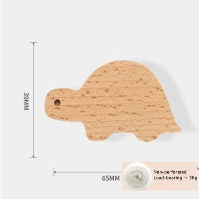 Niedlicher Tier-Holzhaken aus Buchenholz – Selbstklebender Wand- & Türhaken