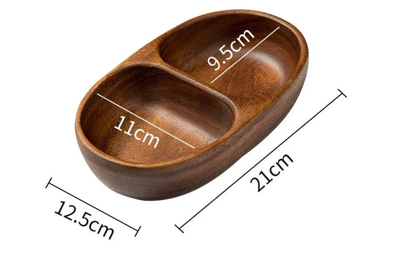 Akazienholz Tablett – Schale, Serviertablett für Snacks, Nüsse & Dessert