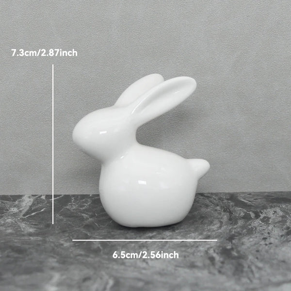 Keramik Kaninchenfigur im Kawaii-Stil – Nordische Tierdeko für Wohnraum, Garten & Ostern