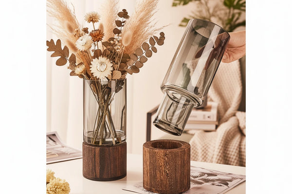 Schlichte Retro Glasvase – Moderne Tischdekoration