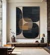 Minimalistische abstrakte Wandkunst – Strukturiertes Leinwandbild in Braun & Schwarz