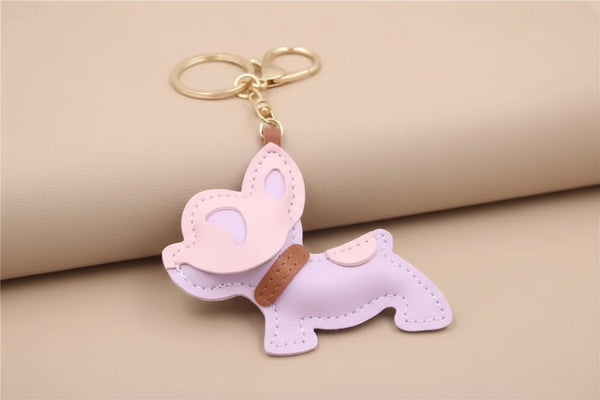 Französische Bulldogge Leder Schlüsselanhänger - kreativer Anhänger für Taschen, Schlüssel & Accessoires