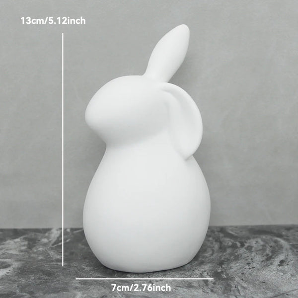 Keramik Kaninchenfigur im Kawaii-Stil – Nordische Tierdeko für Wohnraum, Garten & Ostern