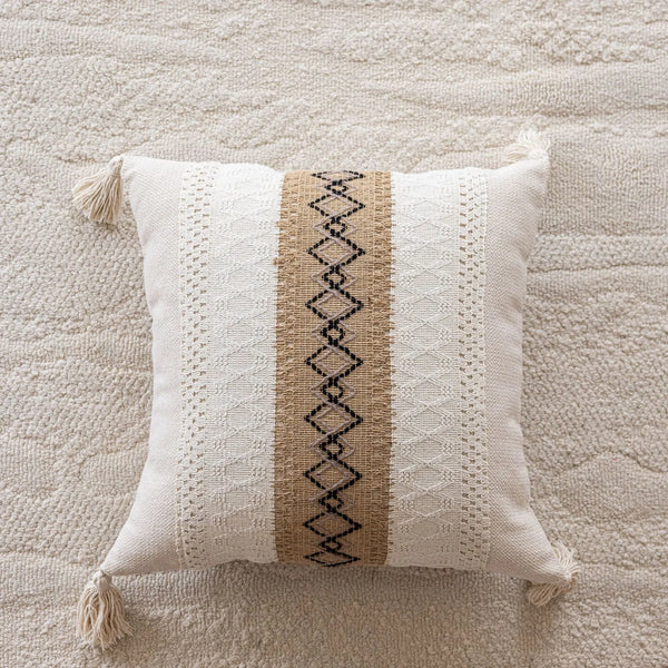 Boho Baumwoll-Leinen Kissenbezug – Geometrisches Muster für Sofa & Zuhause