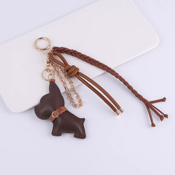 Französische Bulldogge Leder Schlüsselanhänger - kreativer Anhänger für Taschen, Schlüssel & Accessoires