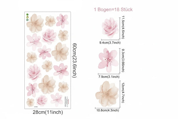 Wandaufkleber Kaninchen & Blumen – Liebevolle Kinderzimmer- & Wohnraumdekoration