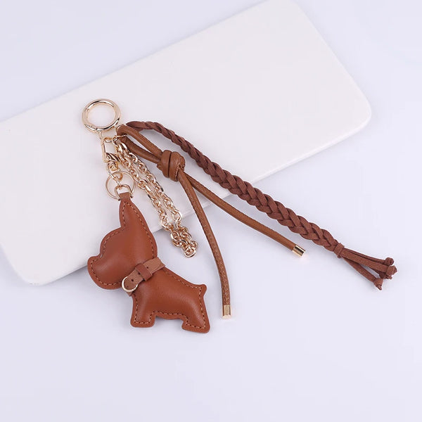Französische Bulldogge Leder Schlüsselanhänger - kreativer Anhänger für Taschen, Schlüssel & Accessoires