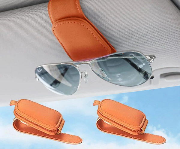 Eleganter Leder-Sonnenbrillen- & Ticketclip für den Auto-Sonnenschutz