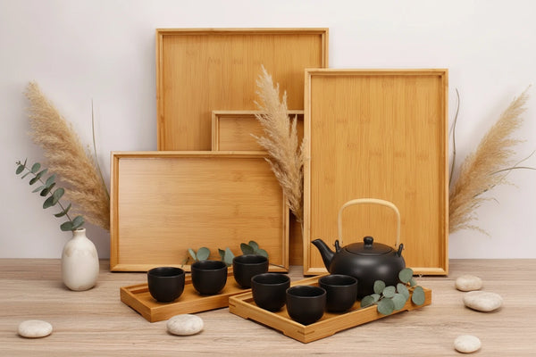 Bambus Serviertablett rechteckig – Tablett für Tee, Küche & Snacks