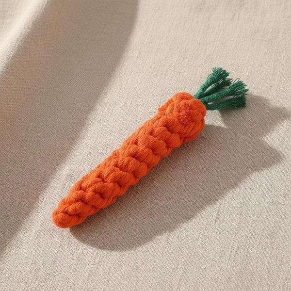 Hundespielzeug Karotte – Knoten Kauspielzeug aus Baumwollseil für Hunde und Katzen