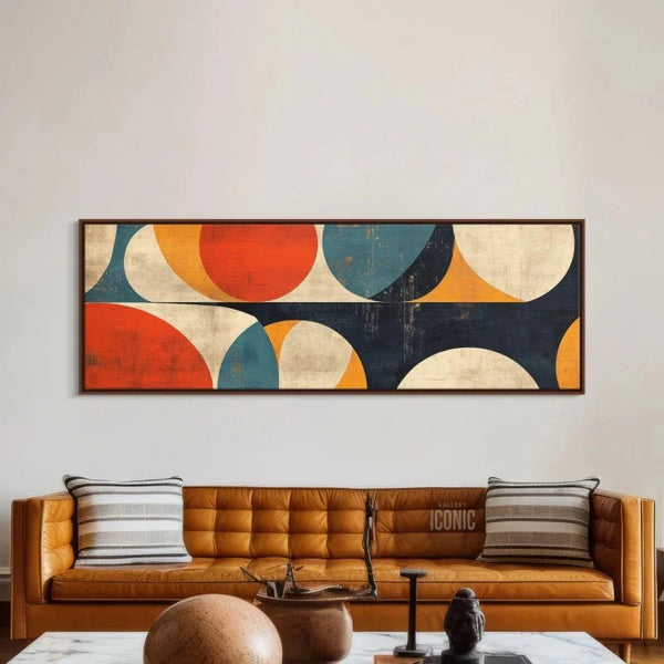 Mid-Century Moderne Wandkunst auf Leinwand – Abstrakter Bauhaus Panorama-Druck