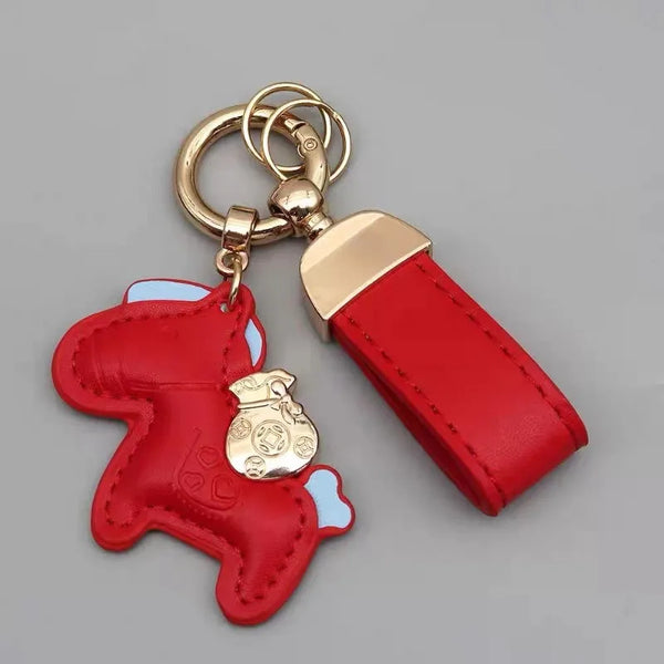 Cartoon Pony Schlüsselanhänger aus PU-Leder – Pferde Taschenanhänger für Rucksack & Handtasche