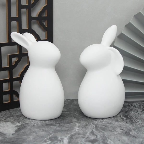 Keramik Kaninchenfigur im Kawaii-Stil – Nordische Tierdeko für Wohnraum, Garten & Ostern