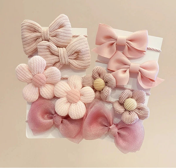 10-teiliges süßes Schleifenblumen-Haarband-Set – hohe Elastizität, haarschonend & ideal für Kinder