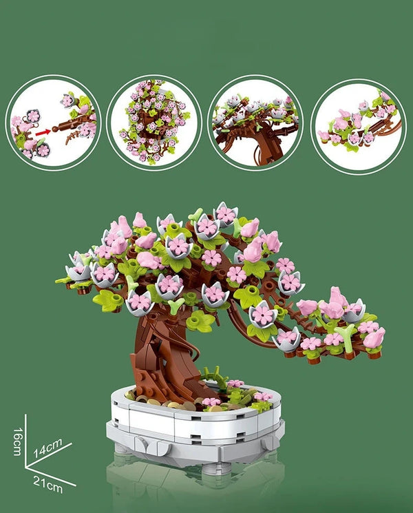 Kreativer Bonsai Baustein Kirschblüte mit 462 Teilen -DIY Deko