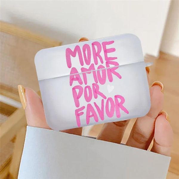 AirPods Hülle „More Amor Por Favor“ – Transparente Schutzhülle für AirPods & AirPods Pro