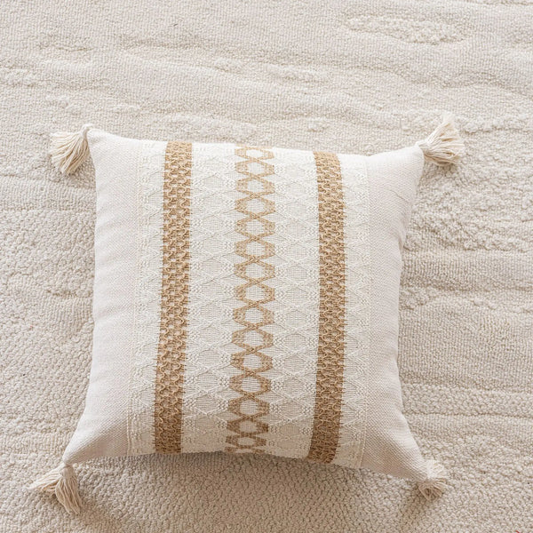 Boho Baumwoll-Leinen Kissenbezug – Geometrisches Muster für Sofa & Zuhause