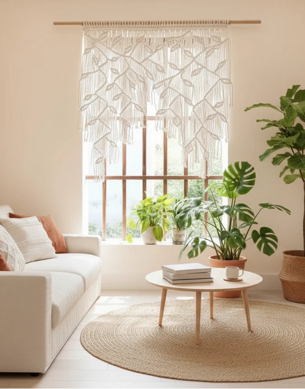 Handgewebter Wandteppich im nordischen Stil – Boho Wanddeko aus Baumwolle