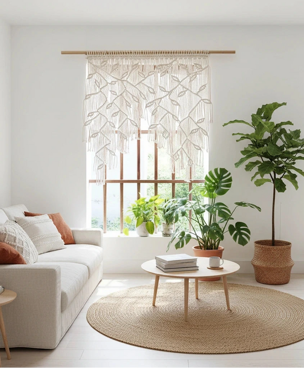 Handgewebter Wandteppich im nordischen Stil – Boho Wanddeko aus Baumwolle