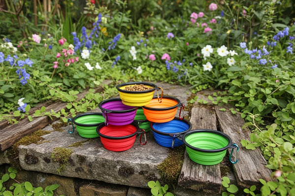 Tragbarer Haustier-Wassernapf mit Karabiner - faltbar