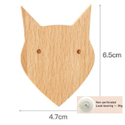 Niedlicher Tier-Holzhaken aus Buchenholz – Selbstklebender Wand- & Türhaken