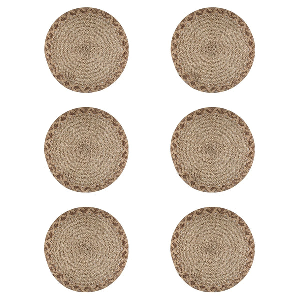 6er Set Boho Tischset aus natürlicher Jute – Gewebte Platzsets