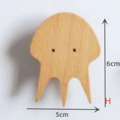 Niedlicher Tier-Holzhaken aus Buchenholz – Selbstklebender Wand- & Türhaken