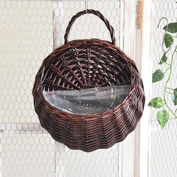 Blumenkorb aus Weide & Rattan – Dekorativer Hänge-Pflanzenhalter für Indoor & Outdoor
