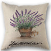 Lavendel Blumen Kissenbezug 45x45 cm – Leinen Dekokissen für Hochzeit & Zuhause (einseitig bedruckt)