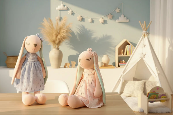 Süßer schlafender Hase – Kuschelige Plüschpuppe 35 cm für Kinder