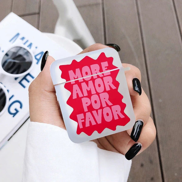 AirPods Hülle „More Amor Por Favor“ – Transparente Schutzhülle für AirPods & AirPods Pro