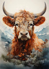 Schottische Highland Kuh Leinwand Poster – Nordic Natur Landschaft Wandkunst für Wohnzimmer & Bauernhaus Dekor