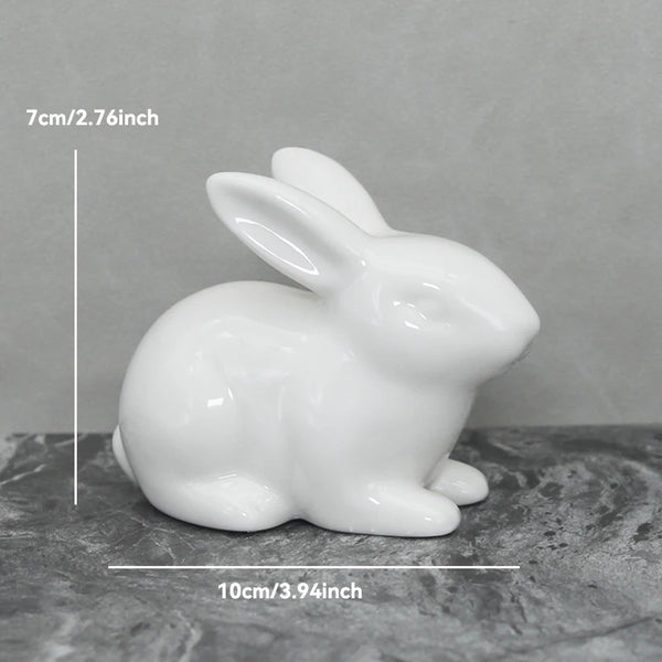 Keramik Kaninchenfigur im Kawaii-Stil – Nordische Tierdeko für Wohnraum, Garten & Ostern