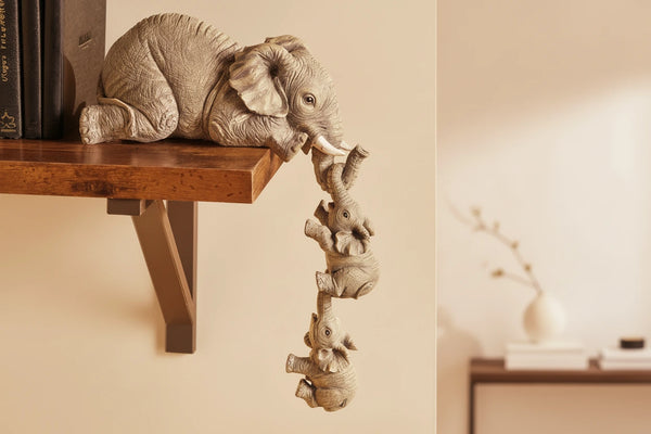 3-teiliges Elefanten-Figuren-Set – Niedliche Umarmungs-Babyfiguren aus Harz, Wohnkultur & Geschenkidee