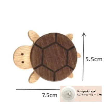 Niedlicher Tier-Holzhaken aus Buchenholz – Selbstklebender Wand- & Türhaken