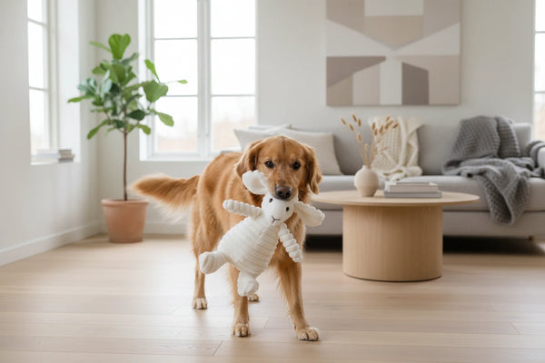 Plüsch-Hundespielzeug mit Tiermotiv – Weiches Spielzeug mit Quietscher
