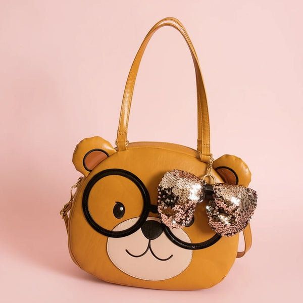 Hochwertige Damen Schultertasche mit Teddy-Motiv – Große Tote Handtasche modern & stilvoll