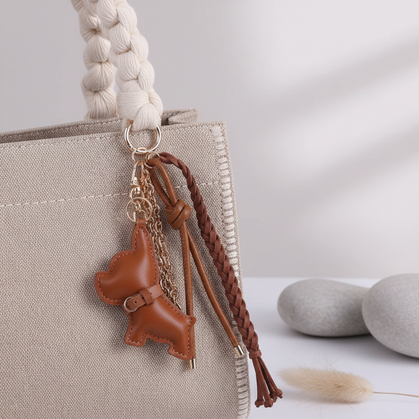 Französische Bulldogge Leder Schlüsselanhänger - kreativer Anhänger für Taschen, Schlüssel & Accessoires