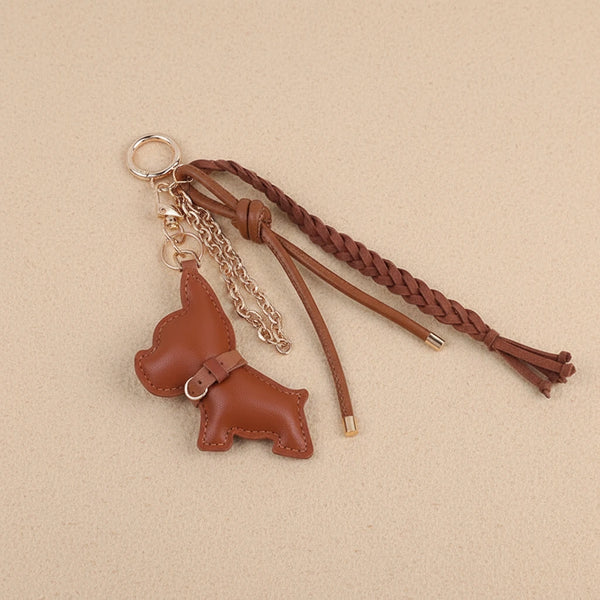 Französische Bulldogge Leder Schlüsselanhänger - kreativer Anhänger für Taschen, Schlüssel & Accessoires